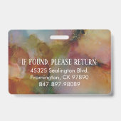 Badge Medica Photo ID Floral Abstrait (Arrière)