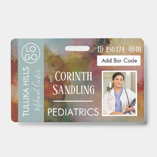 Badge Medica Photo ID Floral Abstrait (Avant)