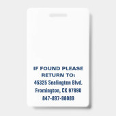 Badge Medica Photo ID Ocean Breeze (Arrière)