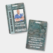 Badge Medica Photo ID Painterly en Bleus (Avant & arrière)