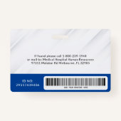 Badge Médicale bleu avec photo et code barre (Dos)