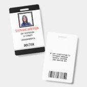 Badge Médicale de l'employé de l'hôpital (Avant & arrière)