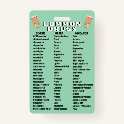 Badge Médicaments communs 2.0 (Devant)