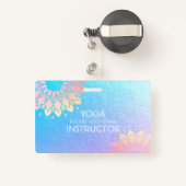 Badge Méditation Yoga Instructeur Rose Blue Gold Mandala (Back with Retractable)