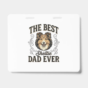 Badge Meilleur papa de Sheltie vintage conception de pas