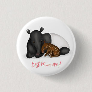 Badge "Meilleure maman jamais" de tapir mère et bé