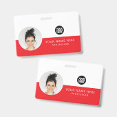 Badge Même avant et arrière | Photo de l'employé, Logo, (Avant & arrière)