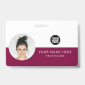 Badge Même avant et arrière | Photo de l'employé, logo,  (Arrière)
