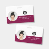 Badge Même avant et arrière | Photo de l'employé, logo,  (Avant & arrière)