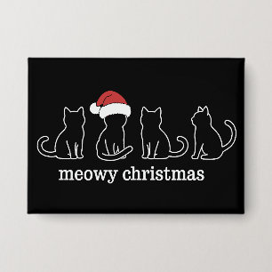 Badge Meowy Catmas Chat Noël Mignon Chat Chats Santa 