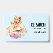 Badge Mère Lionne & Petit au style aquarelle mignon (Arrière)