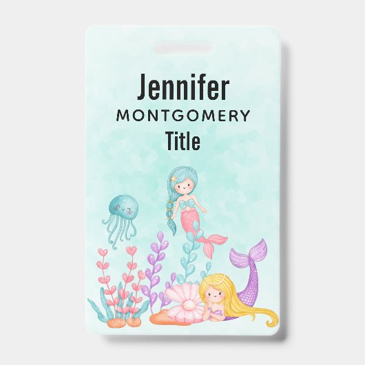 Badge Mermaids et méduses sous l'aquarelle marine (Front)