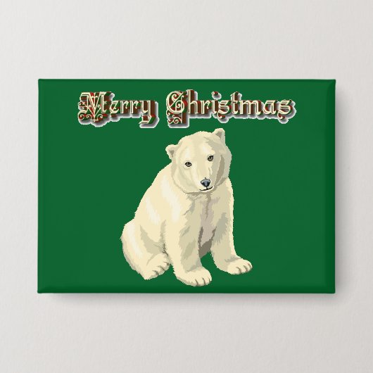 Badge Merry Christmas Polar Bear Button (Recto)