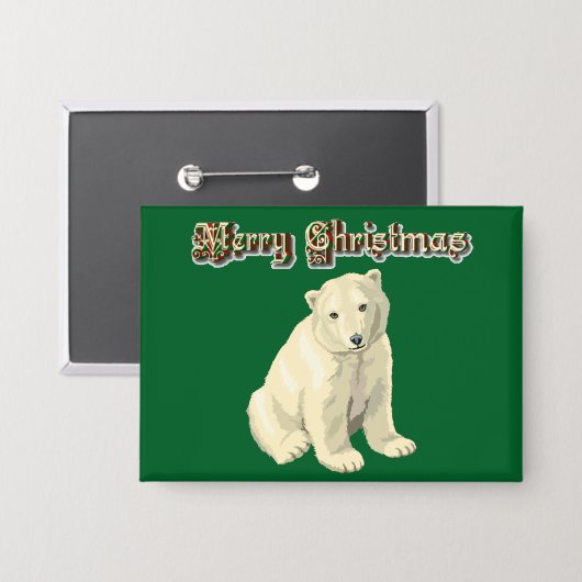 Badge Merry Christmas Polar Bear Button (Recto/Verso)