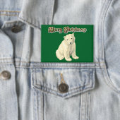 Badge Merry Christmas Polar Bear Button (Insitu)