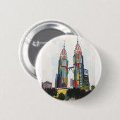 Badge met Petronas torens in Maleisië Ronde Button 5,7 Cm (Voorkant /achterkant)