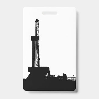 Badge met silhouet van boortoren (verticaal)