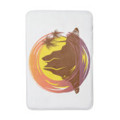 Badge met tropische vulkaan landschap en palmbomen badmat (Voorkant Verticaal)