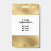 Badge Metallic Faux Gold Foil QR Code Conférence (Back)