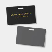 Badge Metallic Gold & Black Professional Modern Elegant (Front & Back)