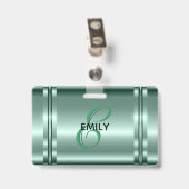 Badge Metallic Pastel Green Design (Dos avec clip)