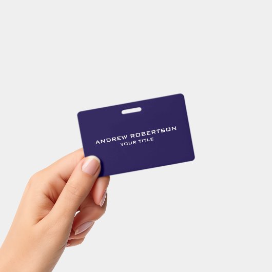 Badge Midnight Blue Plain Elegant Minimalist Simple (Handheld)