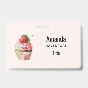 Badge Mignardise cupcake sucrée aux fraises