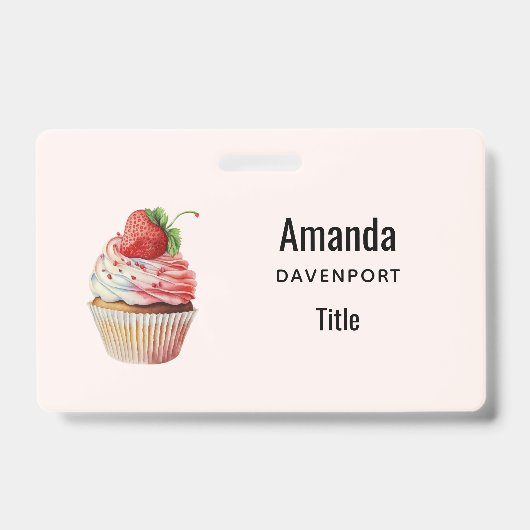 Badge Mignardise cupcake sucrée aux fraises (Avant)