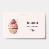 Badge Mignardise cupcake sucrée aux fraises (Arrière)