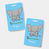 Badge Mignon bébé éléphant adorable illustration de dess (Avant & arrière)