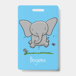 Badge Mignon bébé éléphant adorable illustration de dess