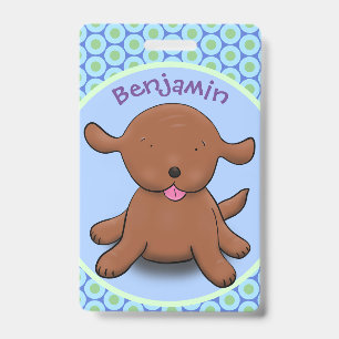 Badge Mignon chiot heureux illustration de dessin animé