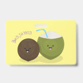 Badge Mignon illustration de noix de coco kawaii de dess (Arrière)