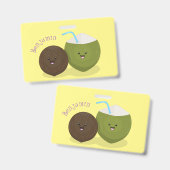 Badge Mignon illustration de noix de coco kawaii de dess (Avant & arrière)