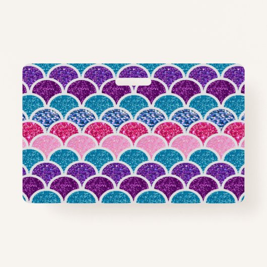 Badge mignonette aqua rose turquoise mauve écailles (Devant)