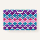 Badge mignonette aqua rose turquoise mauve écailles (Dos)