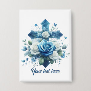 Badge Mignonne croix religieuse ajouter du texte