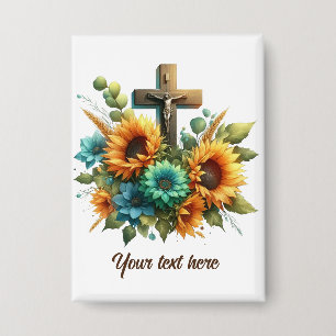 Badge Mignonne croix religieuse ajouter du texte