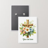 Badge Mignonne croix religieuse ajouter du texte (Recto/Verso)