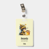 Badge Mignonne fille en costume d'abeille avec miel (Arrière avec clip)