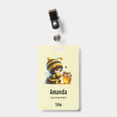 Badge Mignonne fille en costume d'abeille avec miel (Avant avec clip)