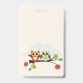 Badge Mignonne OWLS Mariage à thème Bleu orange (Arrière)