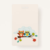 Badge Mignonne OWLS Mariage à thème Bleu orange (Dos)