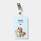 Badge Mignonne Pony Mange Manger Des Marguerites (Back with Clip)