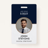 Badge Mini-moderne photo professionnelle ID d'entreprise (Devant)