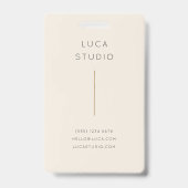 Badge Minimal Clean Simple Moderne QR Code Or et crème (Avant)