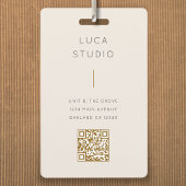 Badge Minimal Clean Simple Moderne QR Code Or et crème