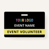 Badge Minimalist Black Volunteer Nom de l'événement Logo (Dos)