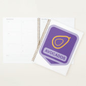 Badge minimaliste Avocado en violet et or (Devant avec enveloppe)