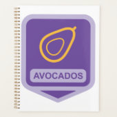 Badge minimaliste Avocado en violet et or (Devant)